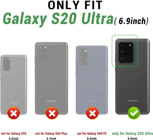 Vista 2 de SUANPOT Funda de cuero tipo cartera para Samsung Galaxy S20 Ultra de 6.9 pulgadas (NON S20/S20+), con tarjetero RFID con tarjetero de crédito RFID