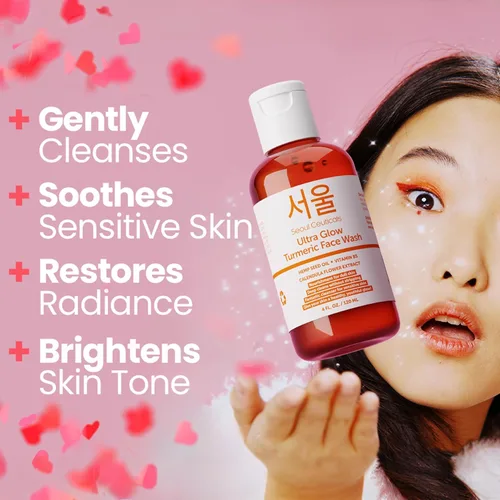 Vista 2 de SeoulCeuticals Limpiador facial de cúrcuma coreana, vegano, sin crueldad, limpiador facial coreano para el cuidado de la piel - K Beauty Cuidado