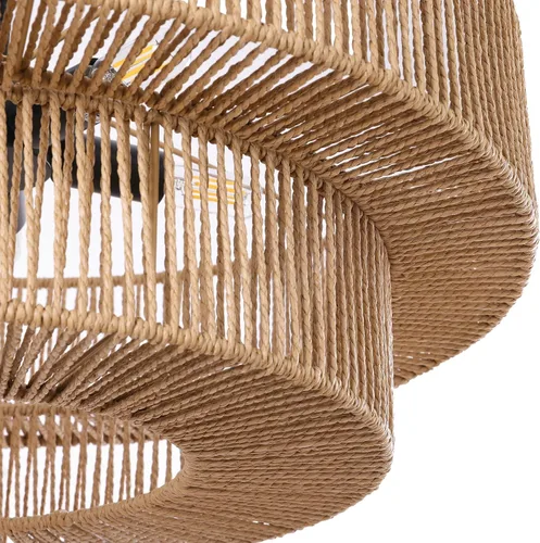 Vista 9 de LamQee Candelabros de Ratán Estilo Granja de 22 Pulgadas, Lámpara de Araña Boho de 5 Luces con Pantalla de Mimbre Tejida a Mano, Luces Colgantes