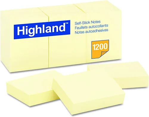 Vista 2 de Highland 6539YW - Notas autoadhesivas, 1 1/2 x 2, color amarillo, 100 hojas (paquete de 36)