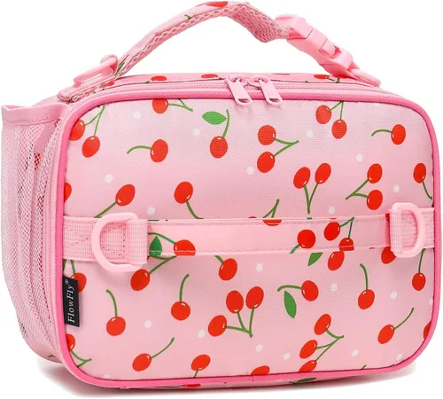 Vista 13 de Flowfly - Lonchera para niños, bolsa escolar aislada duradera con correa de hombro y soporte para botellas, minihielera térmica resistente al agua