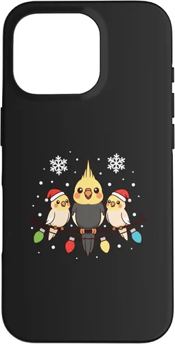 Vista 20 de Bird Cockatiel Holiday Trio Perched Cartoon Cheer Case for iPhone 16