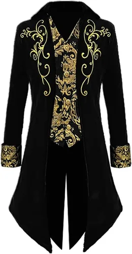 Vista 9 de Apocrypha - Chaqueta estilo medieval para hombre, steampunk victoriano, príncipe, abrigo tipo frac Azul