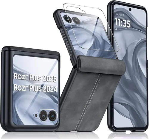 Vista 42 de para Samsung Galaxy Z Flip 7 Funda con protección de bisagras y protector de pantalla incorporado, funda de cuero mate de policarbonato ultradelgada