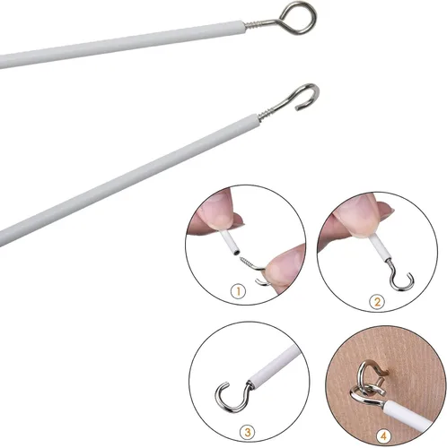 Vista 4 de Kit de cables de cortina de red para colgar de 2 a 13.1 ft, cuerda de cortina con ojos de gancho autoadhesivos para barra de cortina