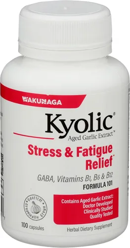 Vista 4 de Kyolic Fórmula 101 de extracto de ajo envejecido, alivio del estrés y la fatiga, 100 cápsulas (el embalaje puede variar)