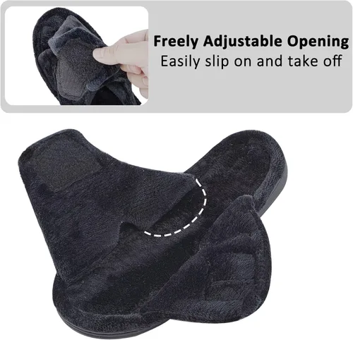 Vista 3 de Git-up Pantuflas de espuma viscoelástica para mujer con soporte de arco ajustable con gancho y bucle para diabéticos puntera abierta suaves