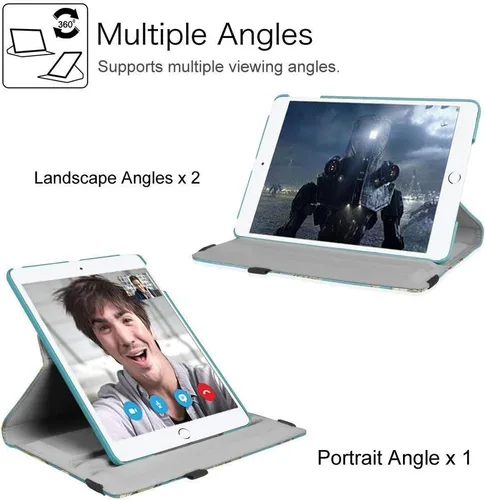 Vista 4 de Funda giratoria para iPad de 9ª generación 2021 / iPad de 8ª generación 2020 / 7ª generación 10.2" 2019, funda con soporte de visualización