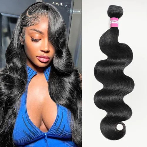 Vista 32 de DMKEEP Extensiones de cabello humano ondulado con cierre, 12, 14, 16+10 pulgadas, 100% cabello virgen brasileño sin procesar, 3 paquetes con cierre
