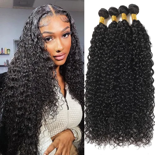 Vista 7 de Borchan Water Wave 3 Paquetes Cabello Humano Húmedo y Ondulado Cabello Humano 3 Paquetes para Mujeres Negras 16 18 20 Pulgadas Paquetes Brasileños