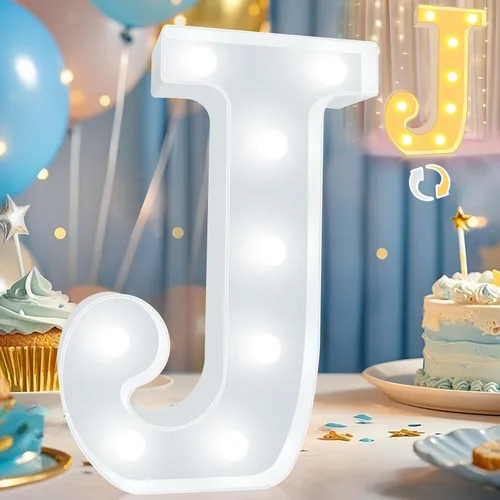 Vista 23 de Pooqla Letras con luces LED de marquesina, letras decorativas iluminadas en blanco cálido y blanco frío, letras del alfabeto iluminadas para niños