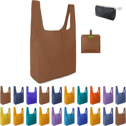 Vista 14 de BeeGreen Bolsas de comestibles reutilizables de Navidad con bolsa de almacenamiento con cremallera, paquete de 10 bolsas de compras reutilizables a
