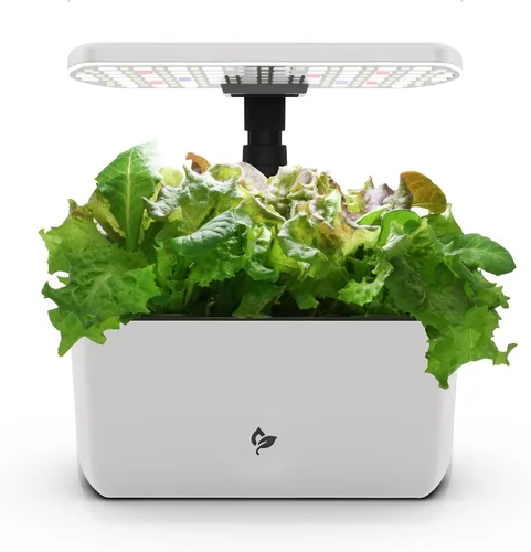 Vista 12 de Sistema hidropónico de jardín interior AeroGarden Harvest con luz de cultivo LED y kit de hierbas, con capacidad para hasta 6 cápsulas, color blanco