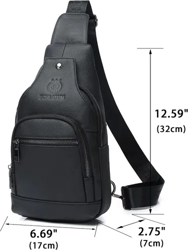 Vista 131 de LUKZIJAES Bolso bandolera de cuero genuino para hombre