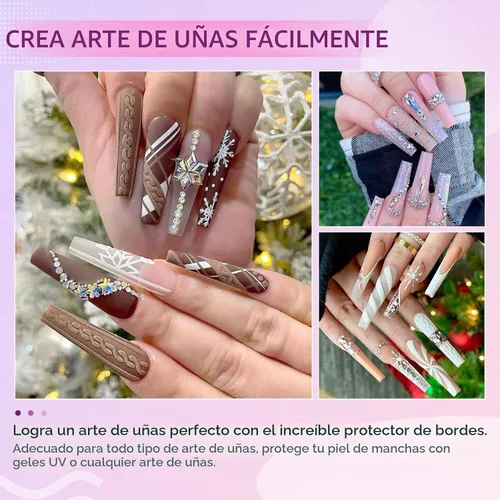 Vista 8 de SAVILAND Látex de uñas con pinzas, barrera de esmalte de 1.06 onzas líquidas, cinta fácil de usar para protección de cutículas, suministros
