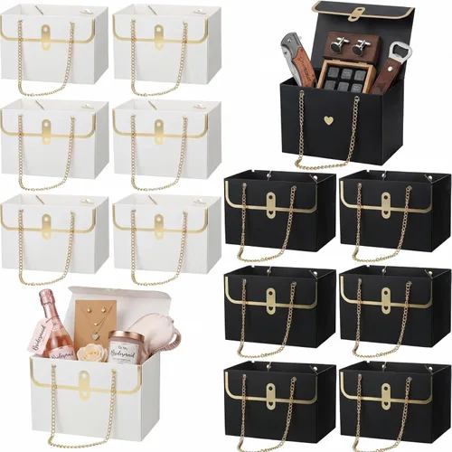 Vista 8 de Lincia 12 cajas de flores negras para boda, bolsa de regalo de flores negras, cajas de ramo con asas para arreglos, papel de regalo de ramo