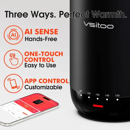 Vista 4 de Vsitoo S3 Pro - Taza de café autocalentable de 16 onzas con sensación automática que se calienta a 120-150 ℉ 2-4 Hour Battery, 5400mAh, IPX7