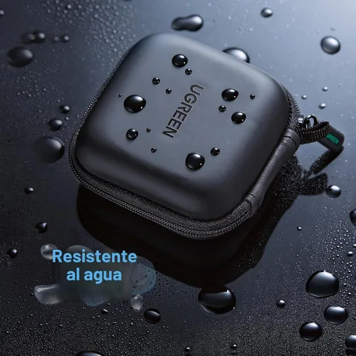 Vista 7 de Funda UGREEN para auriculares, Funda impermeable para auriculares compatible con AirPods Pro, Estuche para auriculares con mosquetón de acero Negro