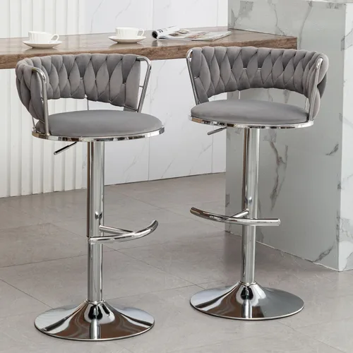Vista 11 de Canxkun Gold - Juego de 2 taburetes de bar, sillas de bar de altura de mostrador con respaldo bajo, taburetes de bar de altura ajustable de Beige