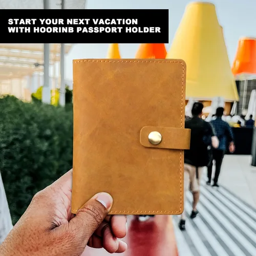 Vista 6 de Funda de cuero de grano completo para pasaporte para hombres y mujeres, cartera de pasaporte y tarjetero de vacuna, funda para pasaporte, cartera