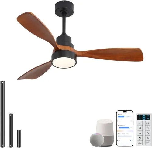 Vista 21 de Sofucor Ventiladores de Techo de 48 Pulgadas con Luces y Control Remoto - Ventilador de Techo Moderno de Montaje al Ras y Montaje con Varilla