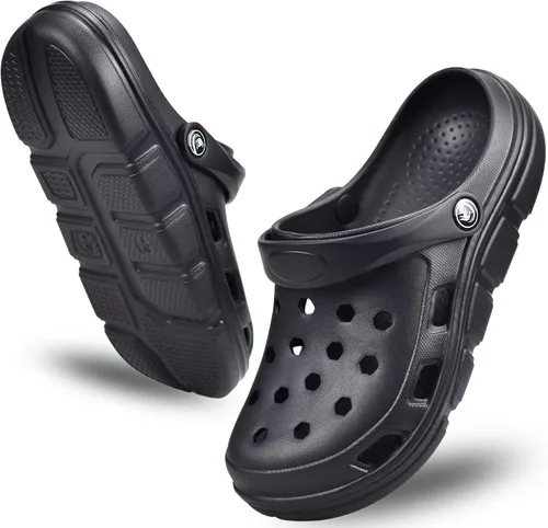 Vista 3 de PIMIO Zuecos de jardín para mujeres y hombres, zapatos de trabajo sin cordones con soporte de arco, zapatos de agua de secado rápido para mujeres