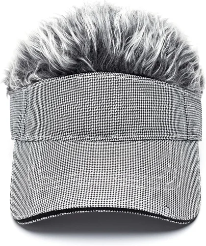 Vista 2 de Gorra de béisbol ajustable para hombre, con visera para el sol, divertida, gorra de golf falsa, color negro, Grid Gris