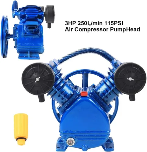 Vista 7 de Cabezal de bomba de compresor de aire Doble etapa V-0.25/8,3HP 115PSI V-tipo 2-Cilindro Bomba del compresor de aire Cabeza 2.2KW (V-0.25/8)