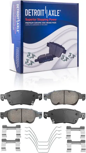 Vista 103 de Detroit Axle - Pastillas de freno para Ford F-150 99-03, 02 Lincoln Blackwood, Pastillas de freno de cerámica delanteras y traseras con repuesto