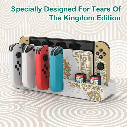Vista 2 de Base de carga para controlador de interruptor compatible con Nintendo Switch OLED-The Legend of Zelda Tears of The Kingdom Edition y Switch