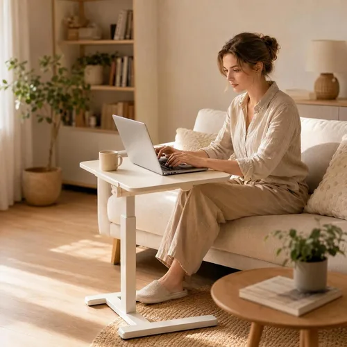 Vista 8 de Escritorio con ruedas para niños, 24 x 16 pulgadas, ajustable Blanco crema