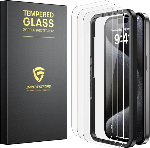 Vista 21 de ImpactStrong Protector de pantalla de vidrio templado inastillable para iPhone 11 Pro/iPhone XS/iPhone X, marco de fácil instalación, sin burbujas