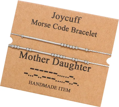Vista 127 de JoycuFF Pulseras inspiradoras de código morse para mujeres, cuentas de plata, joyería con mantra de motivación, regalos para ella