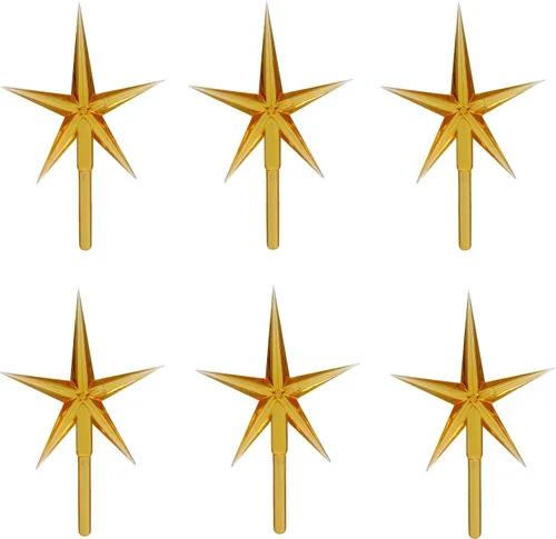 Vista 8 de Creative Hobbies Paquete de 6 luces de cerámica para árbol de Navidad con estrellas azules, decoraciones de luz de plástico, piezas de repuesto