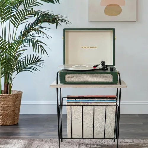 Vista 16 de Vinyl Record Player with Speakers Bass & Treble Control Turntable Green