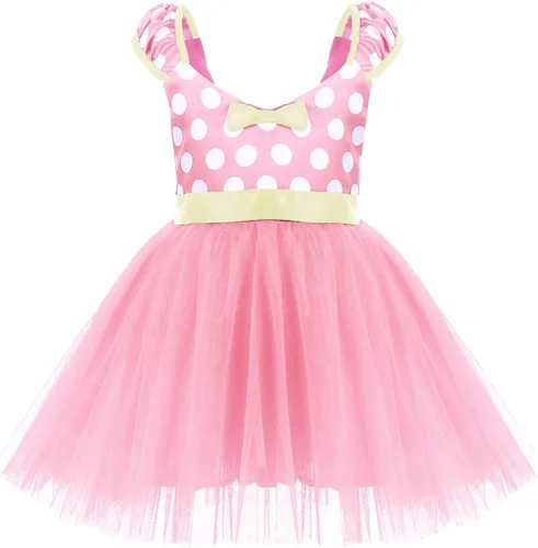 Vista 4 de IWEMEK - Maillot de ballet con diadema para niña con lunares, disfraz con diadema, leotardo