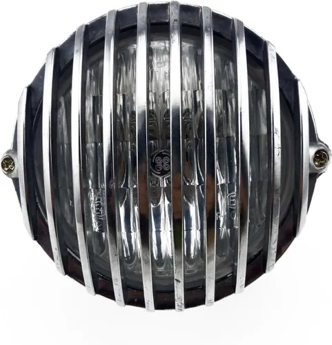 Vista 7 de Parrilla de faro delantero de motocicleta de 5 pulgadas para Chopper en estilo prisión, Bobber, lámpara frontal (Negro)
