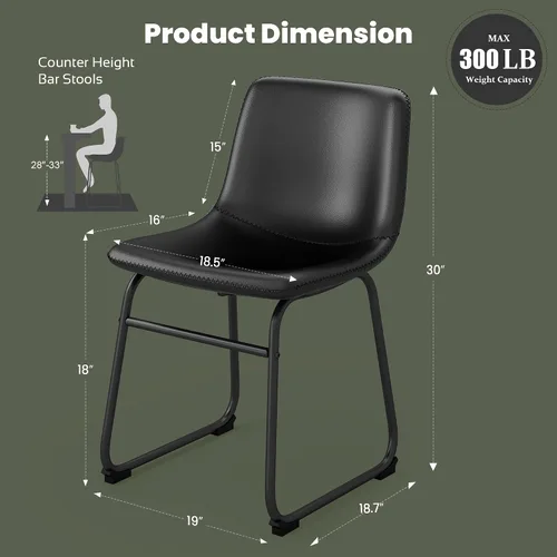 Vista 2 de YaFiti - Juego de 2 sillas de comedor de 18 pulgadas, sillas modernas tapizadas para comedor con cojines de piel sintética y patas de metal, silla