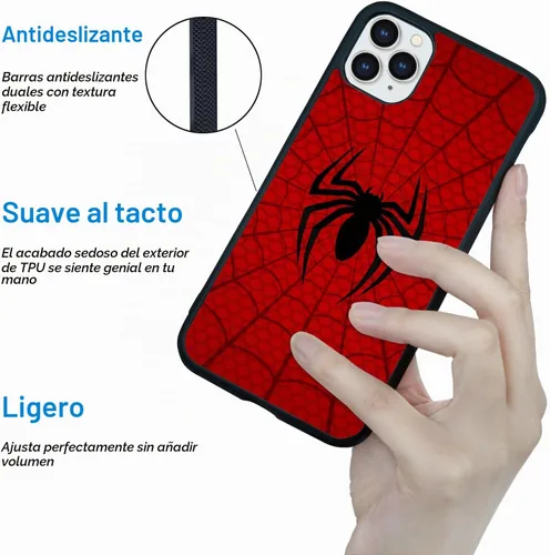 Vista 5 de Funda para teléfono Araña, a prueba de golpes, bonita funda protectora para teléfono con diseño de telaraña diseñada compatible con iPhone 11 Pro 11