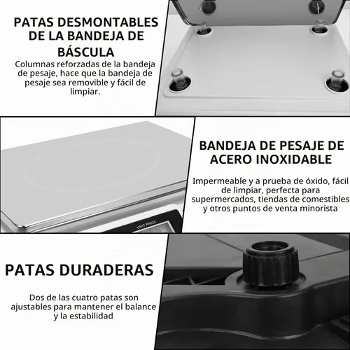 Vista 7 de Báscula computadora de precios 88 lb/40 kg LCD digital báscula de precios comercial con plataforma de acero inoxidable, báscula de productos