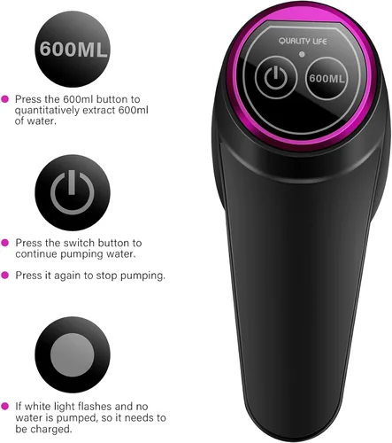Vista 3 de Dispensador de agua de 5 galones - Bomba de agua potable eléctrica automática con carga USB para jarras de 2 a 5 galones