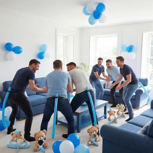 Vista 6 de Vicenpal Juego de 6 juegos de oso azul para baby shower, actividades divertidas para baby shower, juego de fiesta de revelación de género