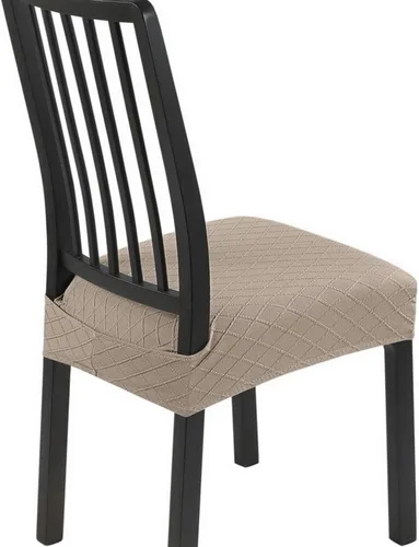 Vista 24 de SearchI Juego de 2 fundas de asiento elásticas para sillas de comedor, suaves, extraíbles y lavables, para sillas de comedor, protector de asiento