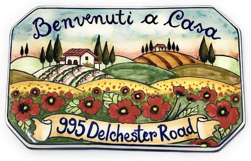 Vista 4 de CERAMICHE D'ARTE PARRINI - Azulejo de cerámica italiana de cerámica personalizada Número de casa placas de dirección cívica Paisaje decorado a mano
