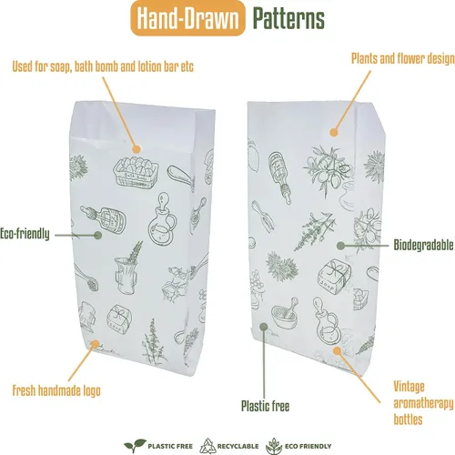 Vista 2 de Hepgodin Paquete de 50 bolsas de papel para hacer jabón, barra de loción, bomba de baño, lápiz labial, aceite esencial, regalo, manualidades