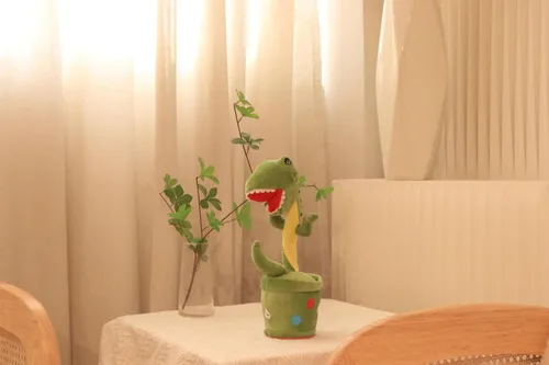 Vista 8 de Hopearl Dinosaurio bailarín brillante repite lo que dices – Talking T-Rex Wriggle Singing Mimicking Twisting Light Up Juguete de peluche animado