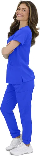 Vista 3 de Green Town Conjunto médico de 2 piezas para mujer, ajuste delgado, 4-Flex
