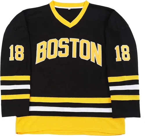 Vista 2 de Boston Happy Gilmore #18 Adam Sandler 1996 - Camiseta de hockey sobre hielo con letras y números cosidos S-XXXL