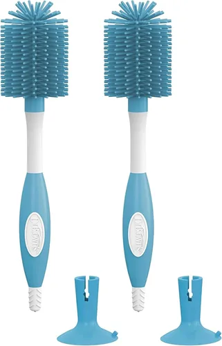 Vista 14 de Dr. Brown's Cepillo de limpieza de biberones suave sin rayones para bebé, limpiador de tetinas y base con ventosa para fácil almacenamiento, libre