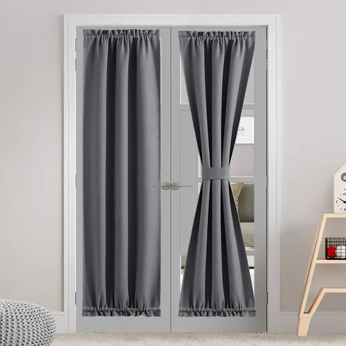 Vista 124 de NICETOWN Cortinas de Lino para Puerta Lateral - Cortinas Opacas con Aislamiento Térmico para Puerta Delantera Francesa para Sombra Pequeña